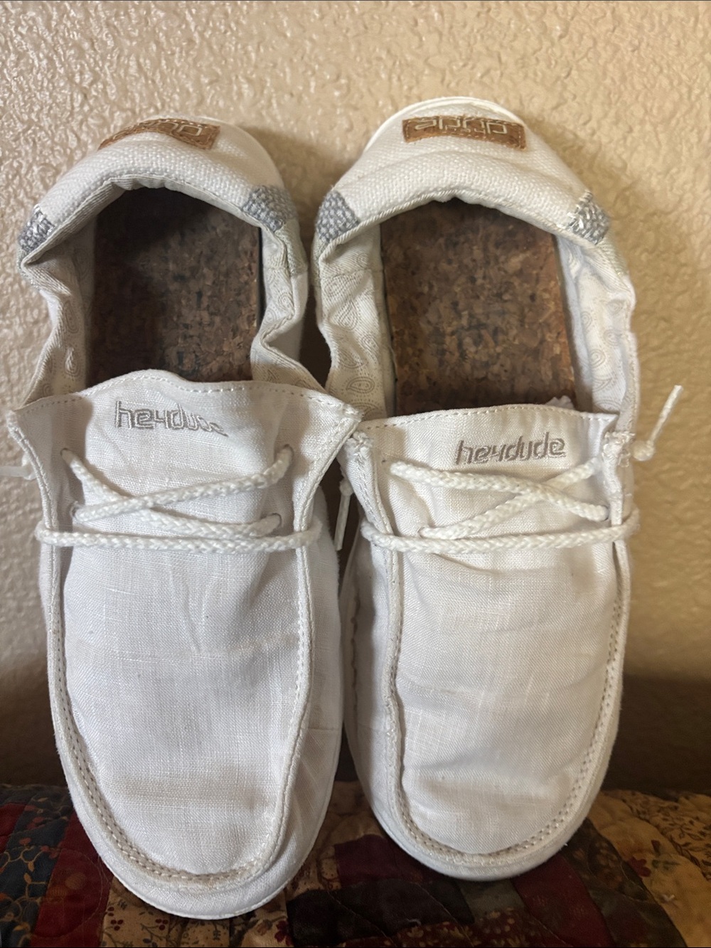 Hey Dude White/off white Canvas Slip-On Boat Shoes